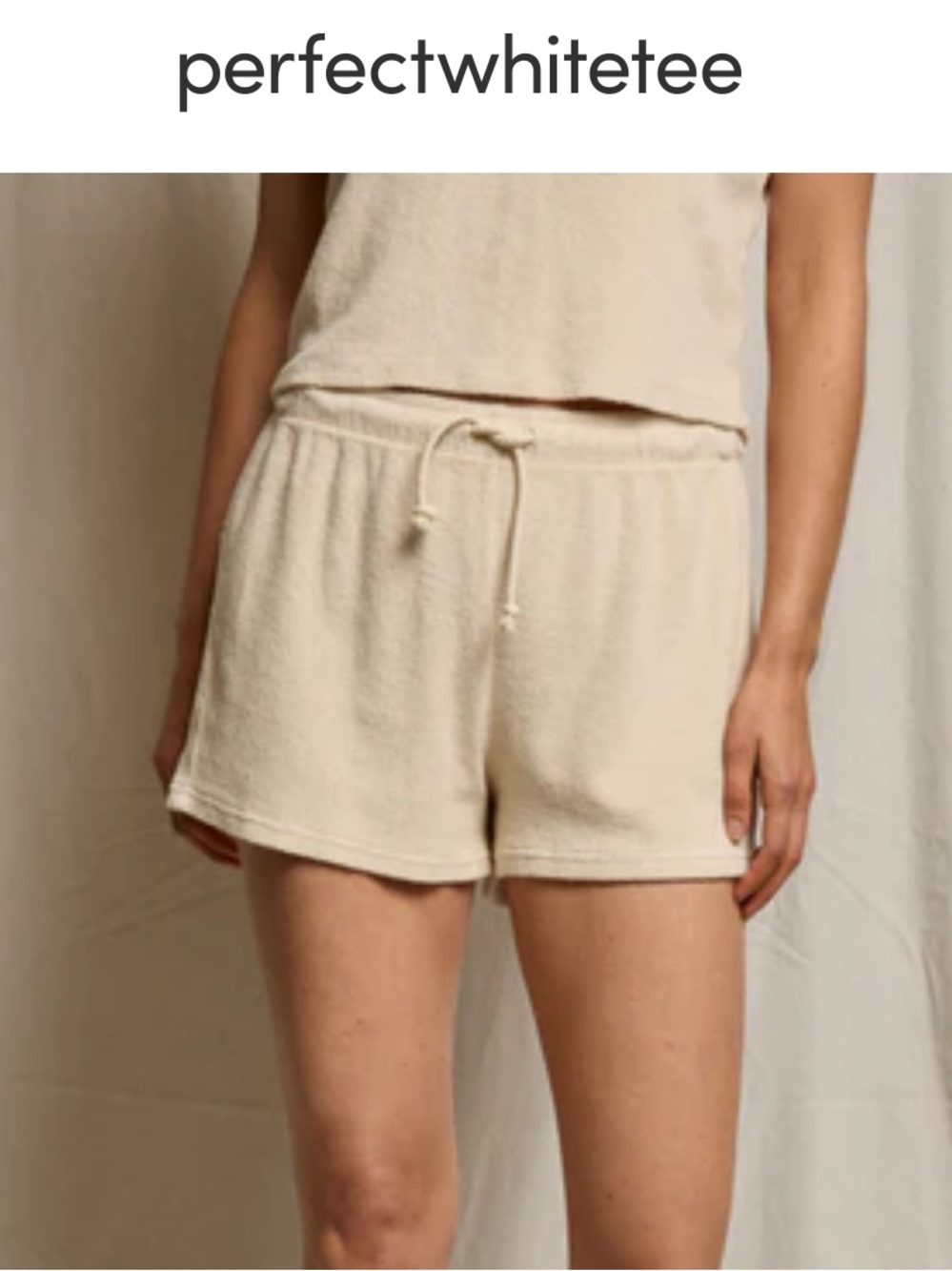 perfectwhitetee Khaki Terry Drawstring Lounge Shorts